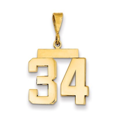 Number 34 Charm 14k Gold Medium Polished MP34, MPN: MP34, 883957135281