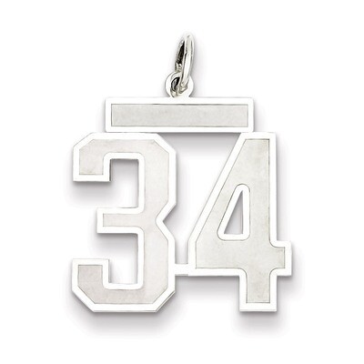 Pendant Number 34 Satin Sterling Silver Medium QPM34, MPN: QPM34, 883957126609