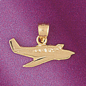 Dazzlers Jewelry Airplane Jet Pendant Necklace Charm Bracelet in Yellow, White or Rose Gold 4434, M…
