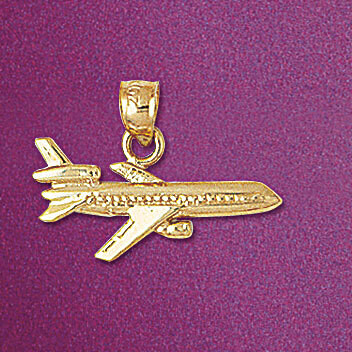 Dazzlers Jewelry Airplane Jet Pendant Necklace Charm Bracelet in Yellow, White or Rose Gold 4429, M…