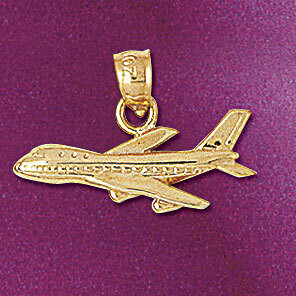 Dazzlers Jewelry Airplane Jet Pendant Necklace Charm Bracelet in Yellow, White or Rose Gold 4427, M…