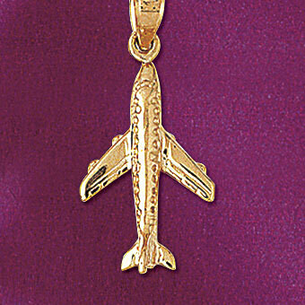 Dazzlers Jewelry Airplane Jet Pendant Necklace Charm Bracelet in Yellow, White or Rose Gold 4426, M…