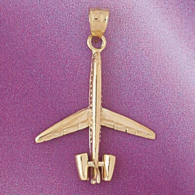 Dazzlers Jewelry Airplane Jet Pendant Necklace Charm Bracelet in Yellow, White or Rose Gold 4425, M…