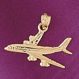 Dazzlers Jewelry Airplane Jet Pendant Necklace Charm Bracelet in Yellow, White or Rose Gold 4423, M…