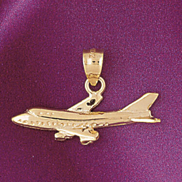 Dazzlers Jewelry Airplane Jet Pendant Necklace Charm Bracelet in Yellow, White or Rose Gold 4422, M…