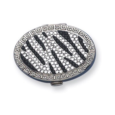 Greek Key Zebra Swarovski Crystal Pillbox GP7874