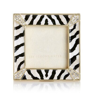 Jay Strongwater Zebra Striped Pave Corner 2&quot; Square Picture Frame SPF5130-280, MPN: SPF5130-280,