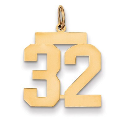 Number 32 Charm 14k Gold Medium Polished LM32, MPN: LM32, 883957133072