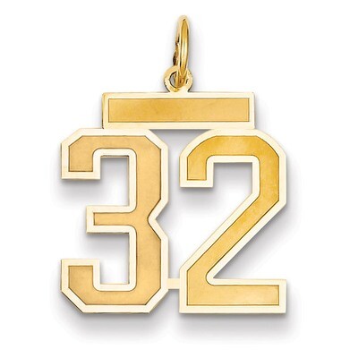 Number 32 Charm 14k Gold Medium Satin LSM32, MPN: LSM32, 883957074030