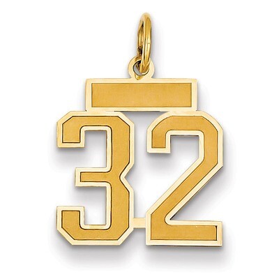 Number 32 Charm 14k Gold Small Satin  LSS32, MPN: LSS32, 883957069098