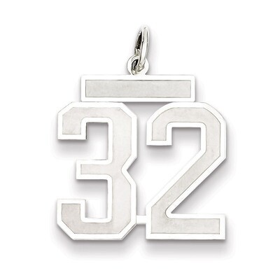 Pendant Number 32 Satin Sterling Silver Medium QPM32, MPN: QPM32, 883957126586