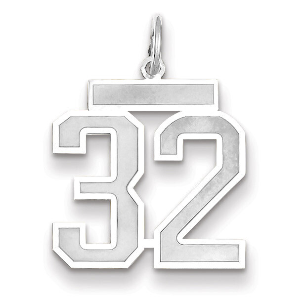 Number 32 Charm Medium Satin 14k white Gold WSM32, MPN: WSM32, 883957077383