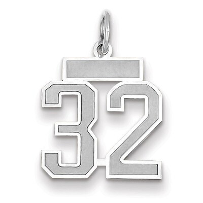 Number 32 Charm Small Satin 14k white Gold WSS32, MPN: WSS32, 883957071404