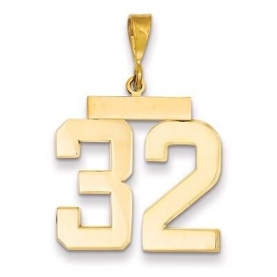 Large Polished Number 32 Charm 14k Gold LP32, MPN: LP32, 883957066936