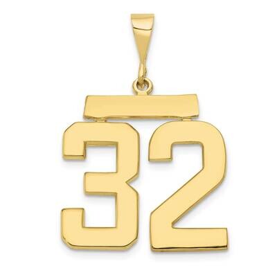 Polished Number 32 Charm 10k Gold Casted Large 10LP32, MPN: 10LP32,