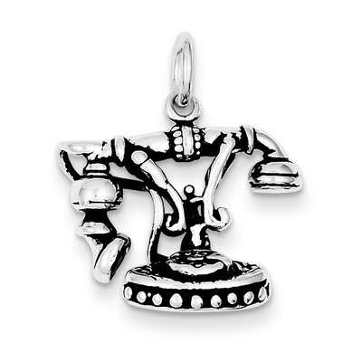 Sterling Silver Antiqued Telephone Charm QC7741