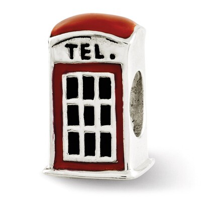 Enameled Telephone Booth Bead - Sterling Silver QRS2653, MPN: QRS2653, 886774991771