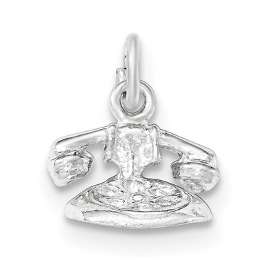 Polished &amp; Textured 3-D Telephone Pendant Sterling Silver QC8808