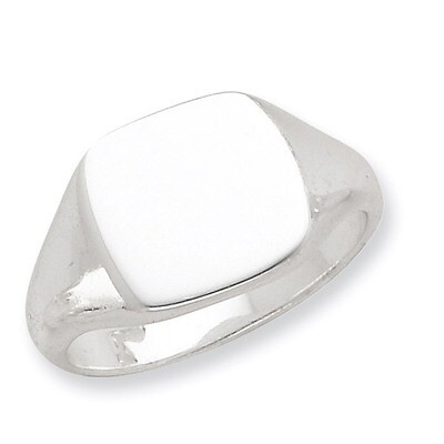 12.5x14mm Solid Back Signet Ring Sterling Silver QR2445, MPN: QR2445, 883957249742