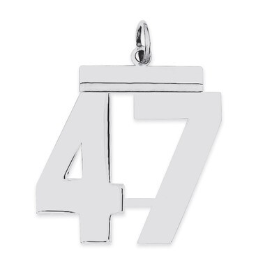 Charm Number 47 Polished Sterling Silver Large QPL47, MPN: QPL47, 191101280979