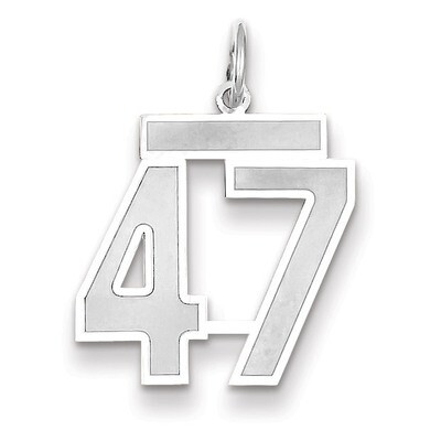 Number 47 Charm Medium Satin 14k white Gold WSM47, MPN: WSM47, 883957077536