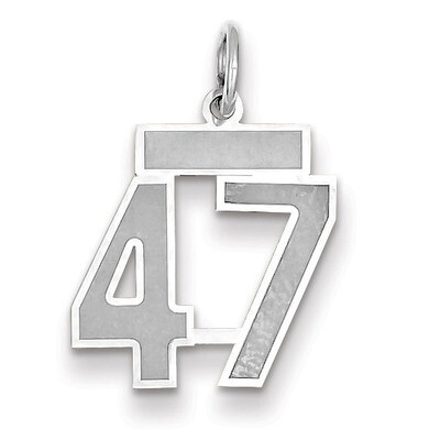 Number 47 Charm Small Satin 14k white Gold WSS47, MPN: WSS47, 883957071732