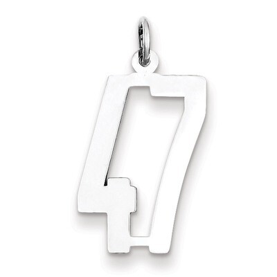 Charm Number 47 Elongated Pol Sterling Silver Small QES47, MPN: QES47, 191101190292