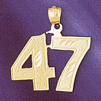 Dazzlers Jewelry Number 47 Pendant Necklace Charm Bracelet in Yellow, White or Rose Gold 950947, MP…