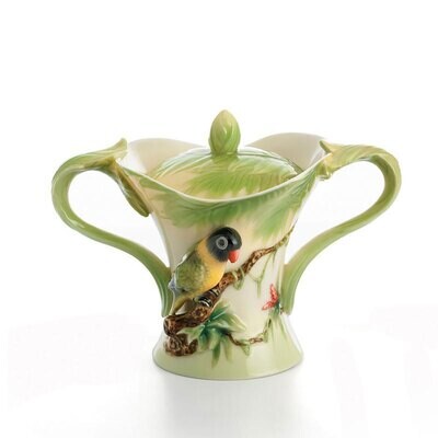 Franz Porcelain Amazon Rain Forest Parrot Sugar Jar With Cover FZ00835, MPN: FZ00835,