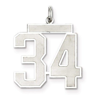Pendant Number 34 Satin Sterling Silver Large QPP34, MPN: QPP34, 191101281730
