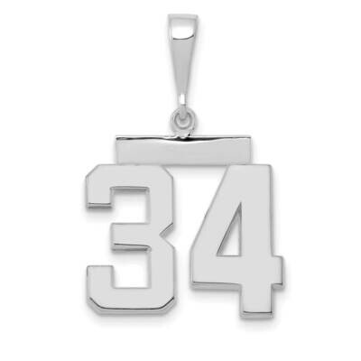 Number 34 Charm 14k White Gold Polished Medium WMP34, MPN: WMP34, 196904075975