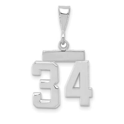 Number 34 Charm 14k White Gold Polished Small WSP34, MPN: WSP34, 196904075111