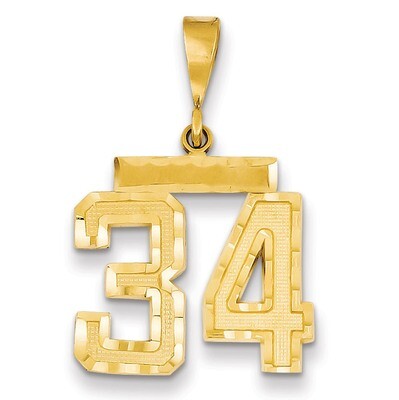 Number 34 Charm 14k Gold Medium Diamond-cut  MN34, MPN: MN34, 883957139142