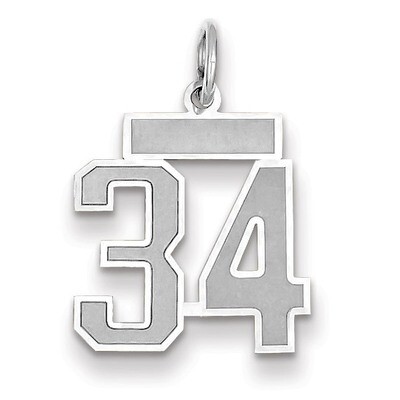 Number 34 Charm Small Satin 14k white Gold WSS34, MPN: WSS34, 883957071428