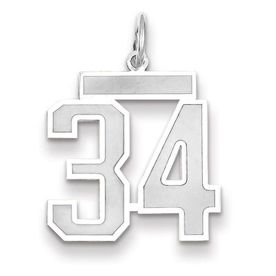 Number 34 Charm Medium Satin 14k white Gold WSM34, MPN: WSM34, 883957077406