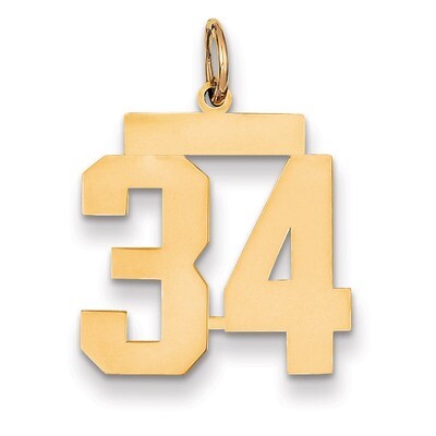 Medium Polished Number 34 Charm 14k Gold LM34, MPN: LM34, 191101180804