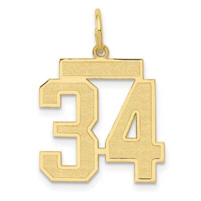 Satin Number 34 Charm 10k Gold Medium 10LSM34, MPN: 10LSM34,