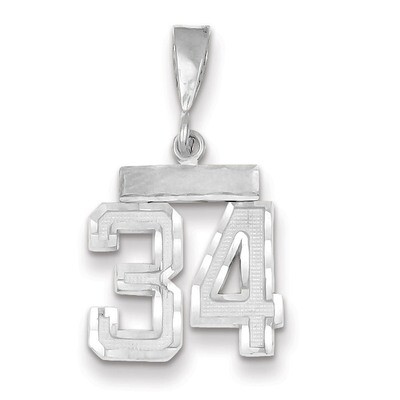 Number 34 Charm Small Diamond -cut 14k white Gold WSN34, MPN: WSN34, 883957114194