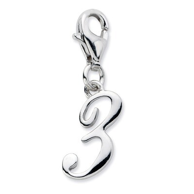 Number 3 Charm Sterling Silver QCC626N3 by Amore La Vita, MPN: QCC626N3, 886774074177