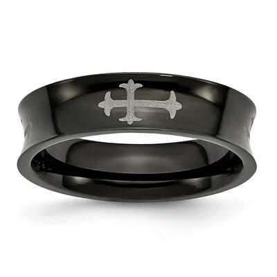Cross Black Ip-Plated 6mm Concave Band Titanium TB270-10.5