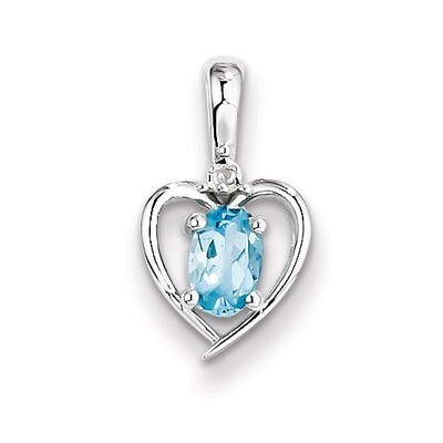 Light Swiss Blue Topaz &amp; Diamond December Pendant Sterling Silver QBPD19DEC, MPN: QBPD19DEC, 883957…