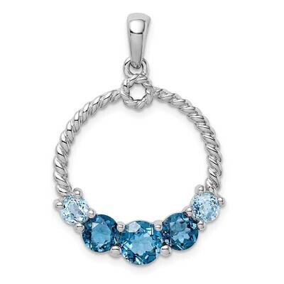 London blue and LB topaz Pendant Sterling Silver Rhodium Plated QP5196, MPN: QP5196, 883957168920