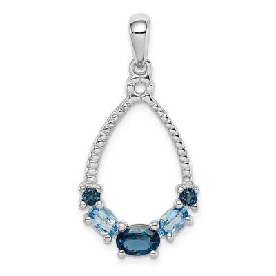 London blue and LB topaz Pendant Sterling Silver Rhodium Plated QP5195, MPN: QP5195, 883957168913