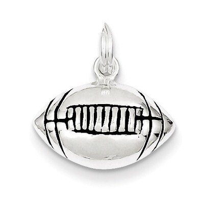 Football Charm Antiqued Sterling Silver QC7122, MPN: QC7122, 883957579160