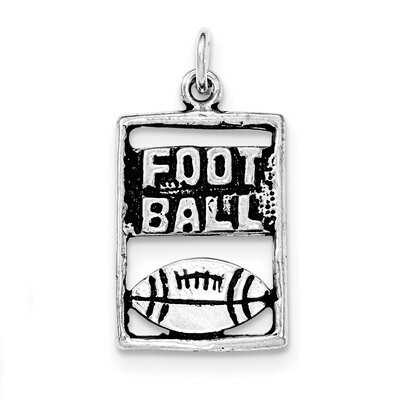 Antiqued Football Rectangle Pendant Sterling Silver QC8829
