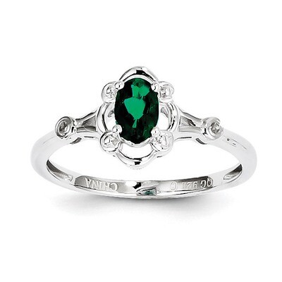 Emerald &amp; Diamond May Ring Sterling Silver QBR21MAY, MPN: QBR21MAY, 883957397290