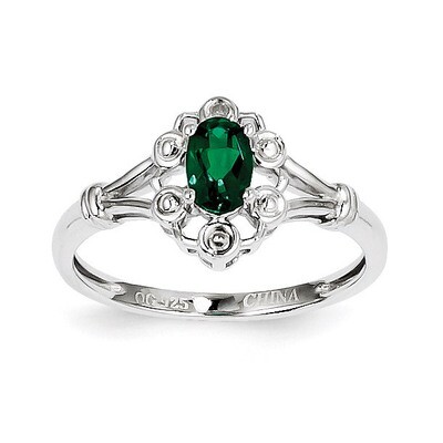 Emerald &amp; Diamond May Ring Sterling Silver QBR22MAY, MPN: QBR22MAY, 883957397481