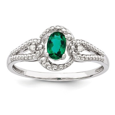 Emerald &amp; Diamond May Ring Sterling Silver QBR16MAY, MPN: QBR16MAY, 883957495569