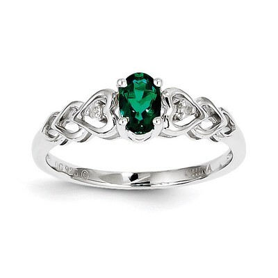 Emerald &amp; Diamond May Ring Sterling Silver QBR23MAY, MPN: QBR23MAY, 883957597638