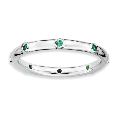 Created Emerald Ring - Sterling Silver QSK378, MPN: QSK378, 886774000794